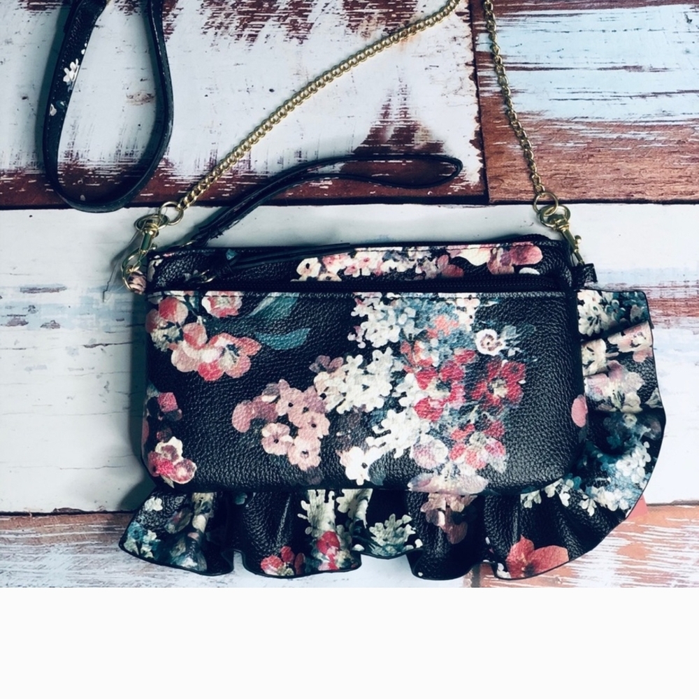 Floral Ruffle Crossbody Bag